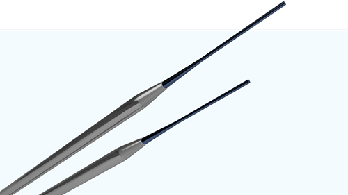 computer render of two taper ground DFT composite wires